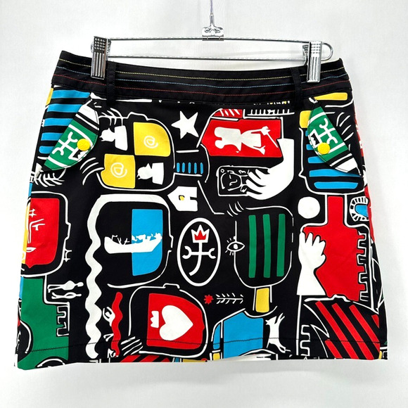 Jean Charles de Castelbajac Skort Womens S Pop Art Shorts Tennis Golf Pickleball - Picture 1 of 8